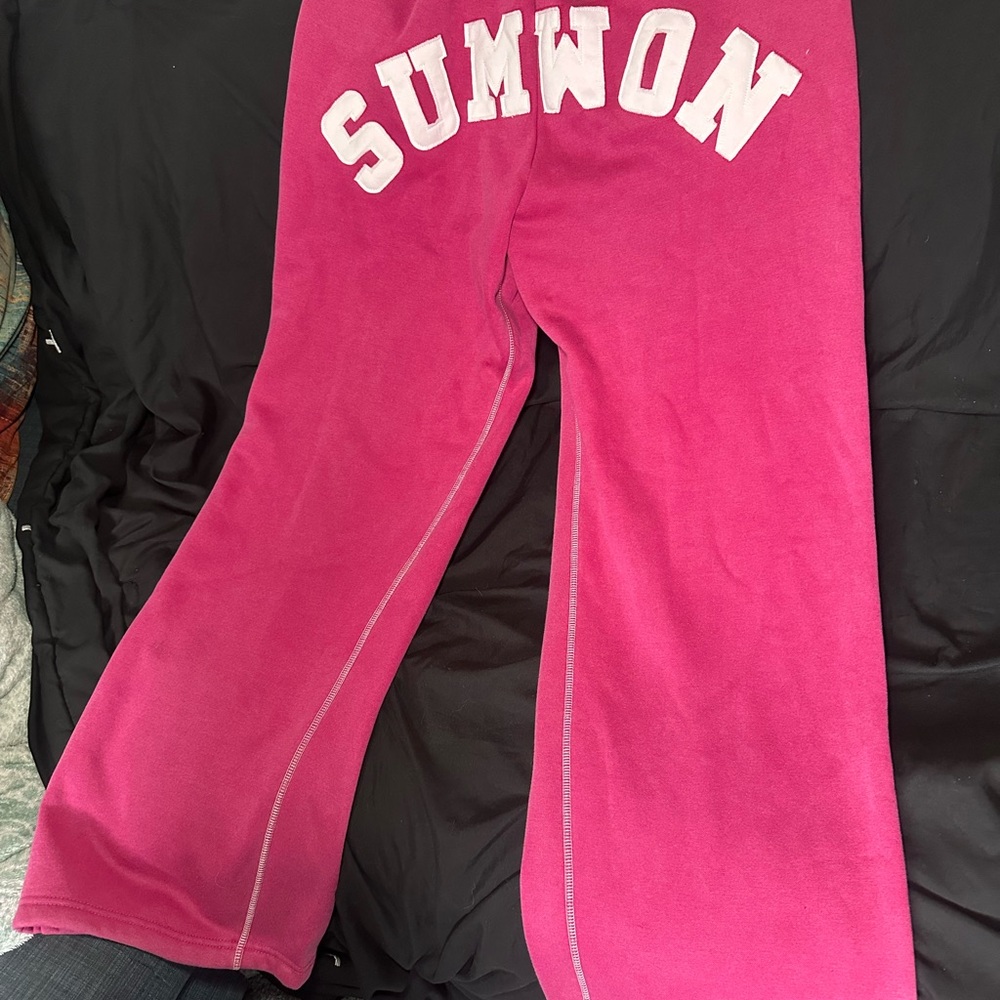 SHEIN Pink Track Pants with Bold Text and Comfortable Fit
